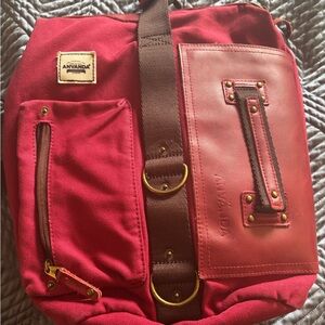 Anvanda Stockholm Red and Brown Dual-Compartment Bag
